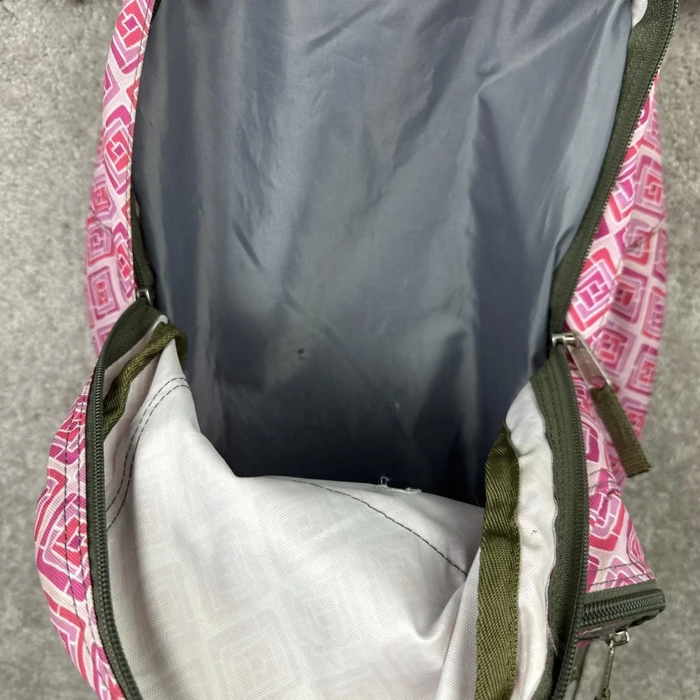 L.L.Bean Deluxe Book Backpack Pink Diamond Geometric W/‎ Tech Pocket